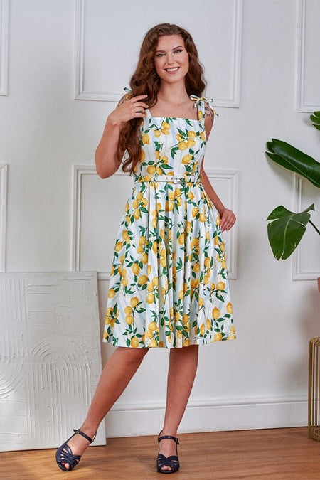 Robe mi-longue Rockabilly de Banned Alternative - June Lemon - Robe Swing - XS à XXL - pour Femme - jaune - Banned Alternative