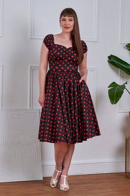 Robe mi-longue Rockabilly de Banned Alternative - Marilyn - Robe - XS à XL - pour Femme - noir/rouge - Banned Alternative