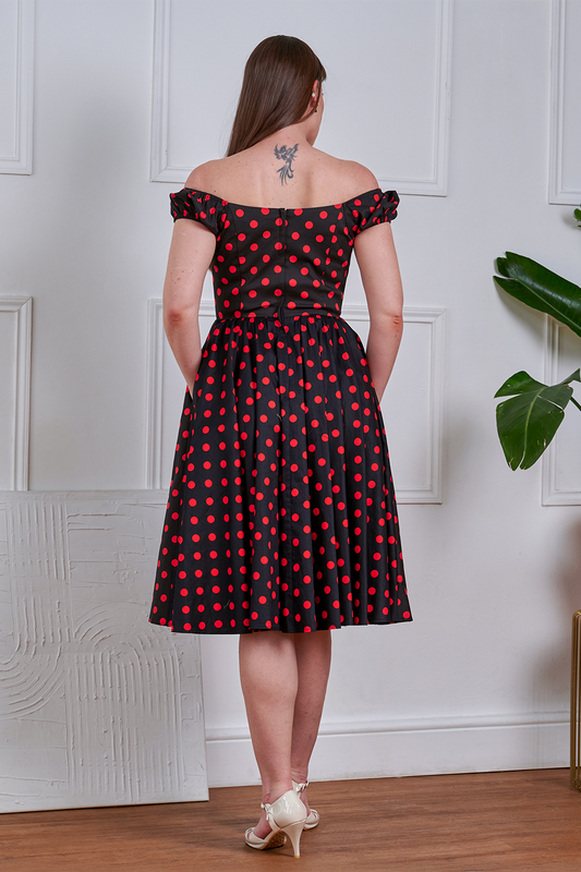 Robe mi-longue Rockabilly de Banned Alternative - Marilyn - Robe - XS à XL - pour Femme - noir/rouge - Banned Alternative - View 2