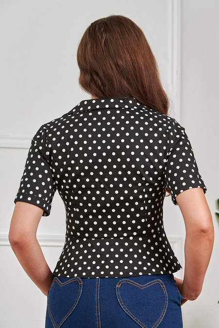Chemisier Rockabilly de Banned Alternative - Marion polka dot blouse - XS à 4XL - pour Femme - noir - Banned Alternative - View 2