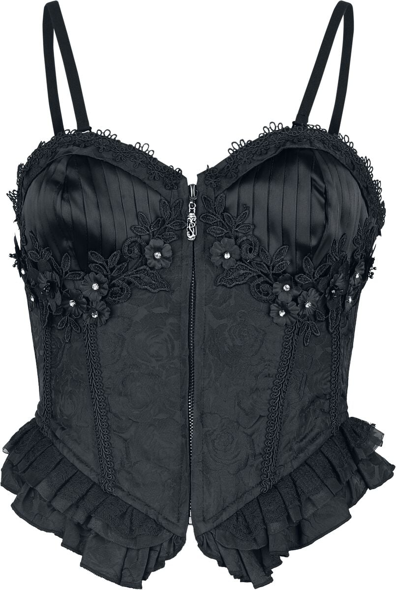 Corset Gothic de Devil Fashion - Rose Jacquard Camisole Corset - XS à 3XL - pour Femme - noir - Devil Fashion