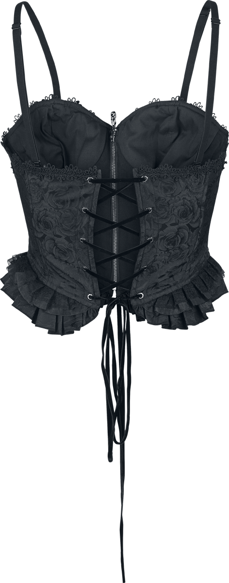 Corset Gothic de Devil Fashion - Rose Jacquard Camisole Corset - XS à 3XL - pour Femme - noir - Devil Fashion - View 2