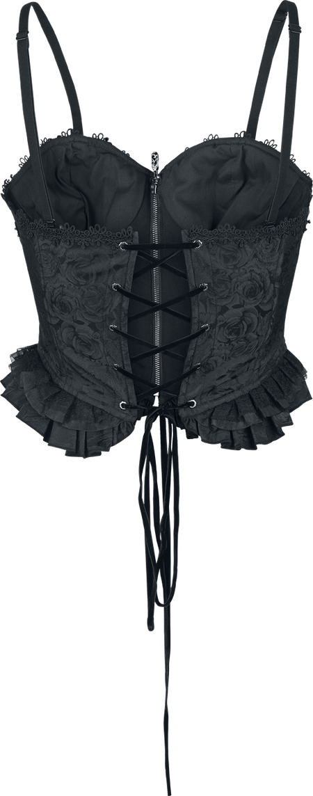 Corset Gothic de Devil Fashion - Rose Jacquard Camisole Corset - XS à 3XL - pour Femme - noir - Devil Fashion - View 2