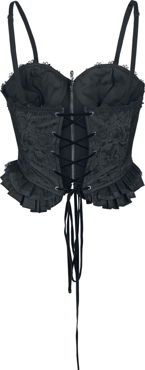 Corset Gothic de Devil Fashion - Rose Jacquard Camisole Corset - XS à 3XL - pour Femme - noir - Devil Fashion - View 2