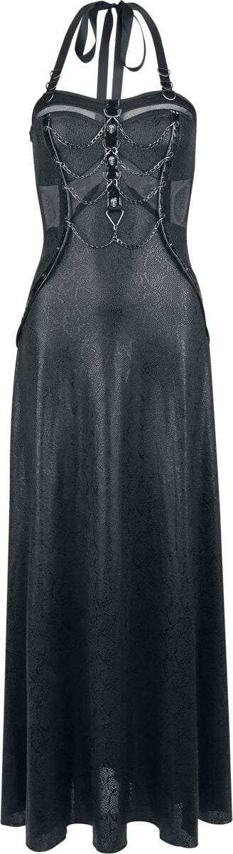 Robe longue Gothic de Devil Fashion - Punk Style Glial Patterned Fabric Neck Hanging Dress - XS à 3XL - pour Femme - noir - Devil Fashion