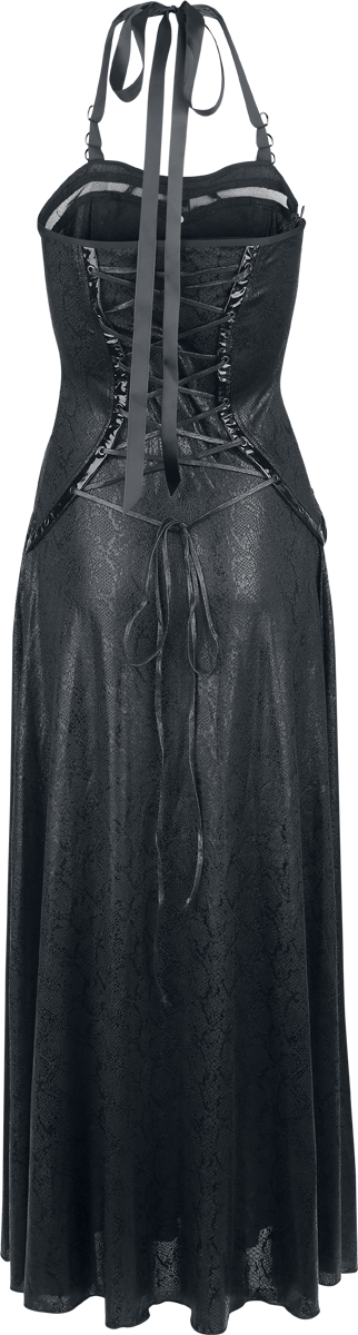 Robe longue Gothic de Devil Fashion - Punk Style Glial Patterned Fabric Neck Hanging Dress - XS à 3XL - pour Femme - noir - Devil Fashion - View 2