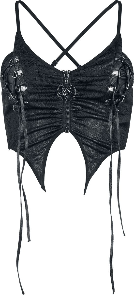 Top Gothic de Devil Fashion - Glial Coated Patterned Artificial Leather Camisole Vest - XS à 3XL - pour Femme - noir - Devil Fashion