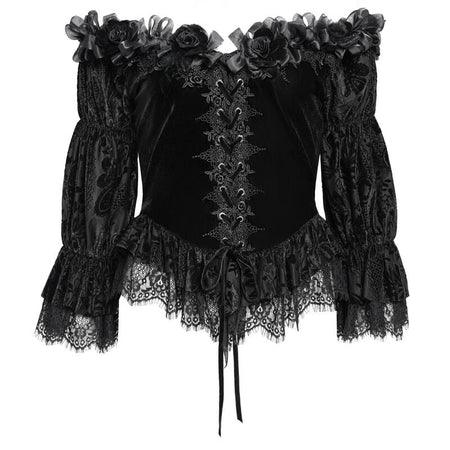 Top Gothic de Devil Fashion - EVA LADY One Shoulder Seven Quarter Sleeved Gothic Shirt - XS à 3XL - pour Femme - noir - Devil Fashion