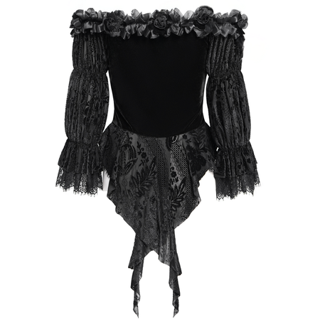 Top Gothic de Devil Fashion - EVA LADY One Shoulder Seven Quarter Sleeved Gothic Shirt - XS à 3XL - pour Femme - noir - Devil Fashion - View 2