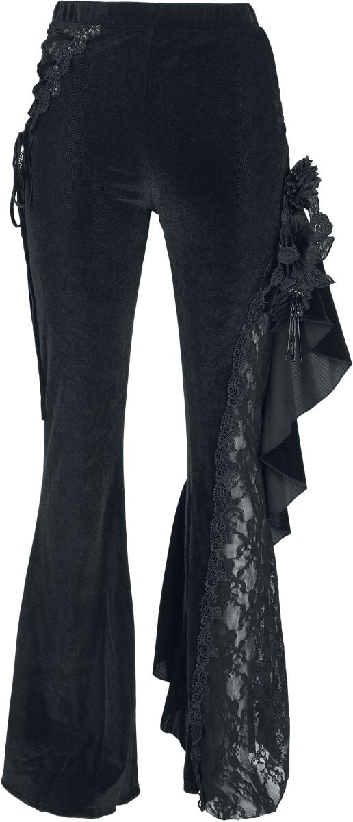 Pantalon en toile Gothic de Devil Fashion - EVA LADY Black Dark Patterned Asymmetrical Flared Pants - XS à 3XL - pour Femme - noir - Devil Fashion