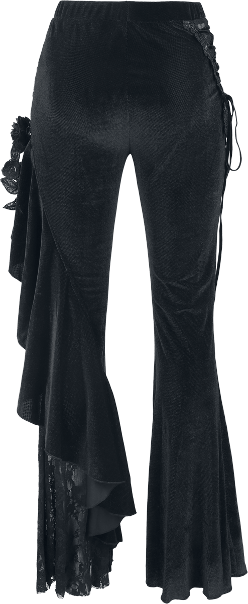 Pantalon en toile Gothic de Devil Fashion - EVA LADY Black Dark Patterned Asymmetrical Flared Pants - XS à 3XL - pour Femme - noir - Devil Fashion - View 2