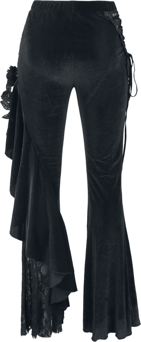 Pantalon en toile Gothic de Devil Fashion - EVA LADY Black Dark Patterned Asymmetrical Flared Pants - XS à 3XL - pour Femme - noir - Devil Fashion - View 2