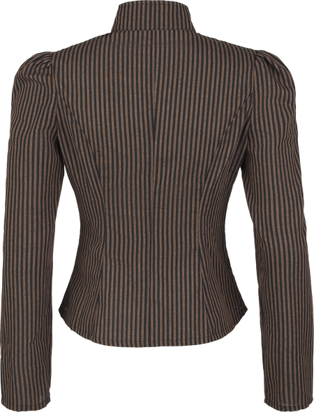 Top Gothic de Devil Fashion - Steampunk Striped Low Neck Shirt - XS à 3XL - pour Femme - marron/noir - Devil Fashion - View 2