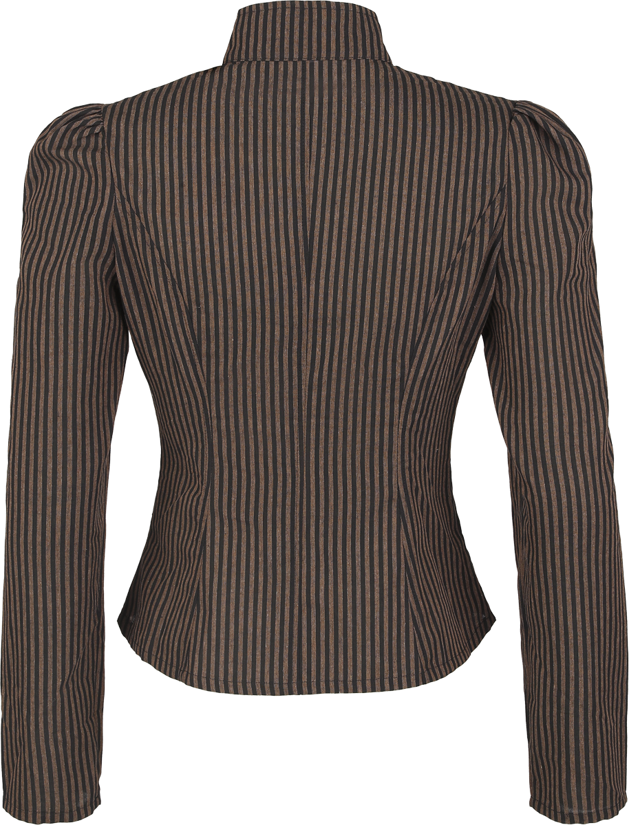 Top Gothic de Devil Fashion - Steampunk Striped Low Neck Shirt - XS à 3XL - pour Femme - marron/noir - Devil Fashion - View 2