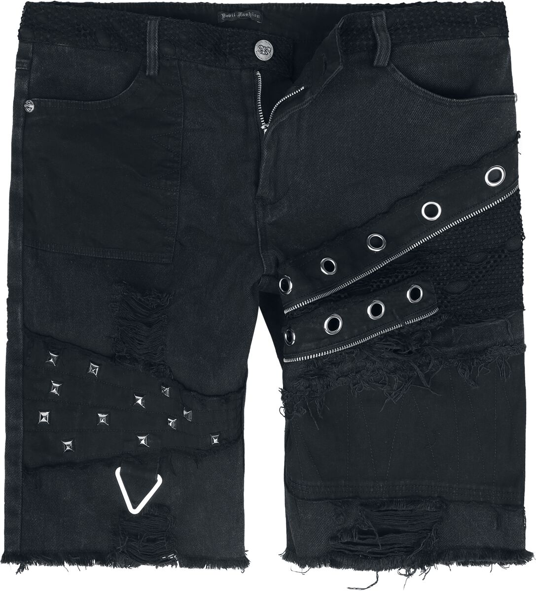 Short Gothic de Devil Fashion - Punk vintage tattered men's half pants - S à XXL - pour Homme - noir - Devil Fashion