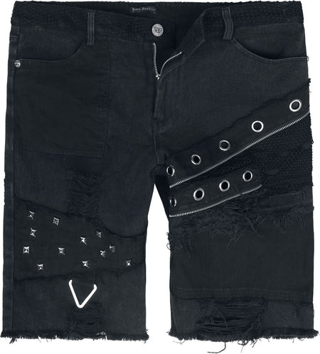 Short Gothic de Devil Fashion - Punk vintage tattered men's half pants - S à XXL - pour Homme - noir - Devil Fashion
