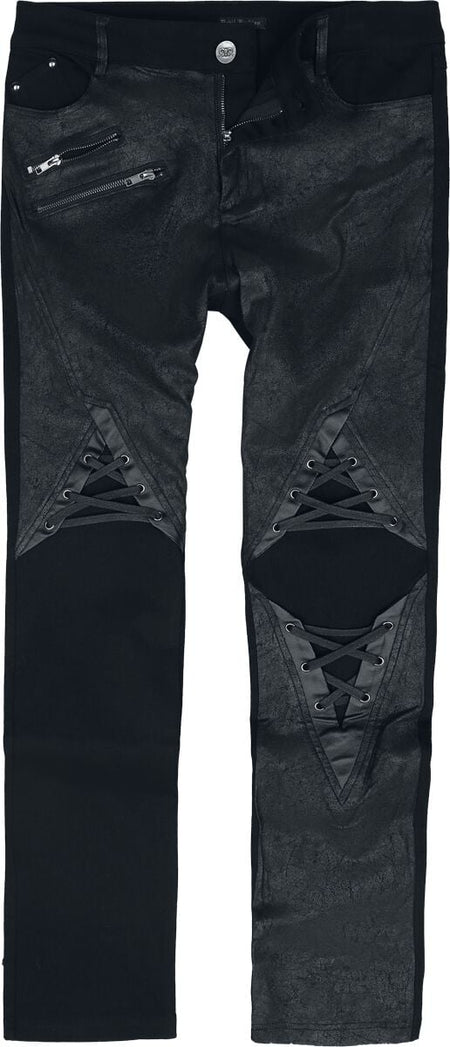 Jean Gothic de Devil Fashion - Punk style gum coated fake two piece men's pants - S à XXL - pour Homme - noir - Devil Fashion