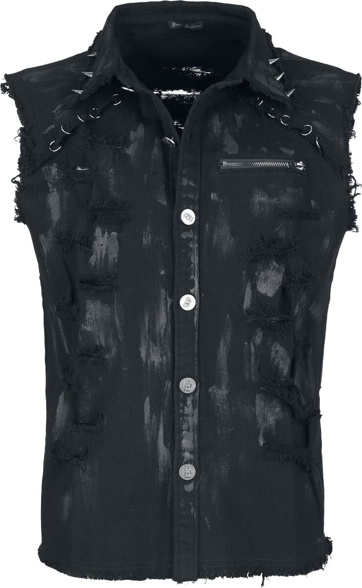 Veste Gothic de Devil Fashion - Punk Sleeveless Men's Tattered Shirt - S à XXL - pour Homme - noir - Devil Fashion