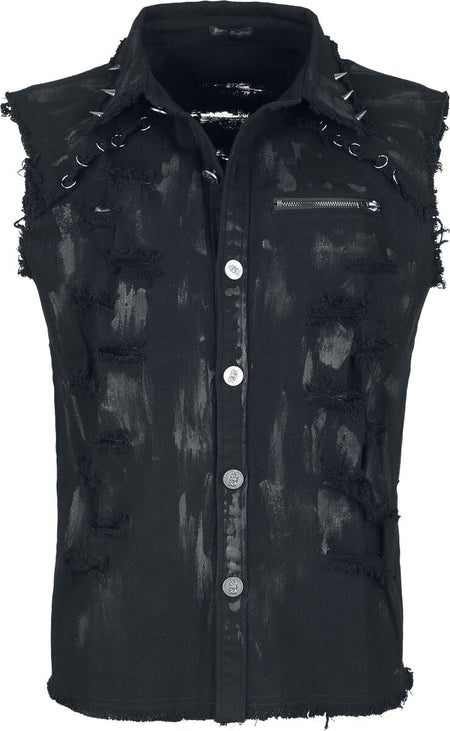 Veste Gothic de Devil Fashion - Punk Sleeveless Men's Tattered Shirt - S à XXL - pour Homme - noir - Devil Fashion