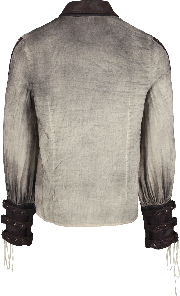 T-Shirt Manches courtes Gothic de Devil Fashion - Men's Steampunk Retro Drawstring Shirt - S à 3XL - pour Homme - beige/marron - Devil Fashion - View 2