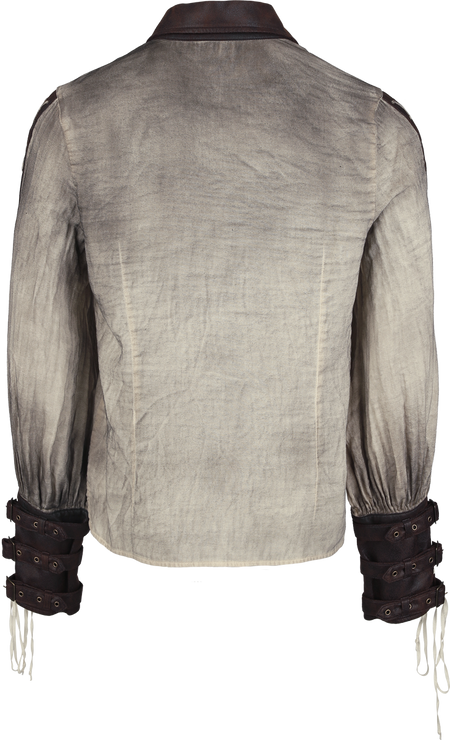 T-Shirt Manches courtes Gothic de Devil Fashion - Men's Steampunk Retro Drawstring Shirt - S à 3XL - pour Homme - beige/marron - Devil Fashion - View 2