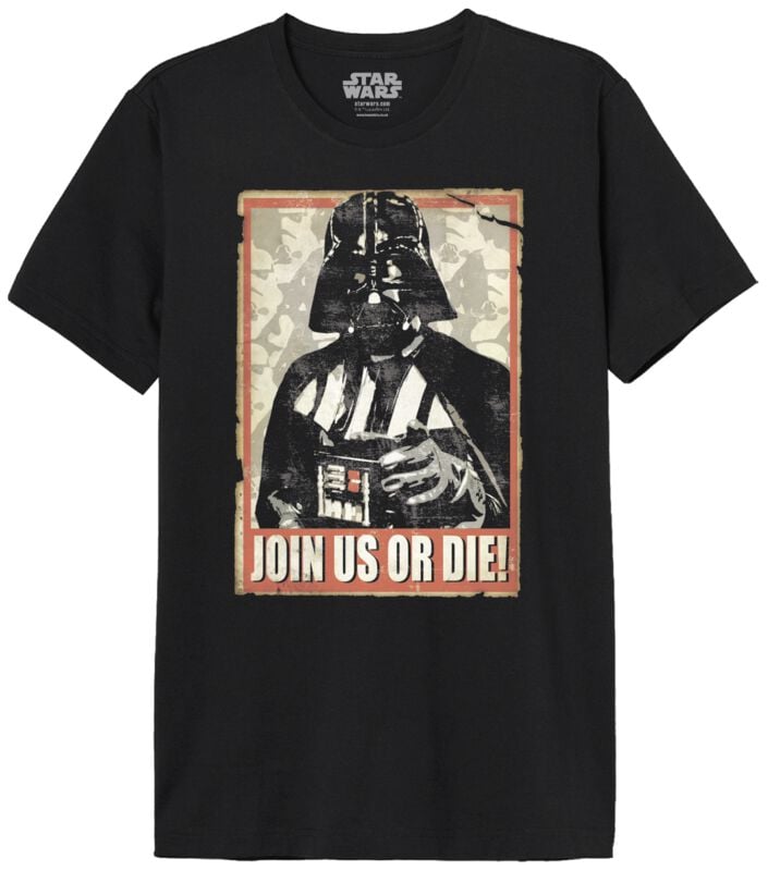 T-Shirt Manches courtes Disney de Star Wars - Dark Vador - Join us or die! - M à XXL - pour Homme - noir - Star Wars