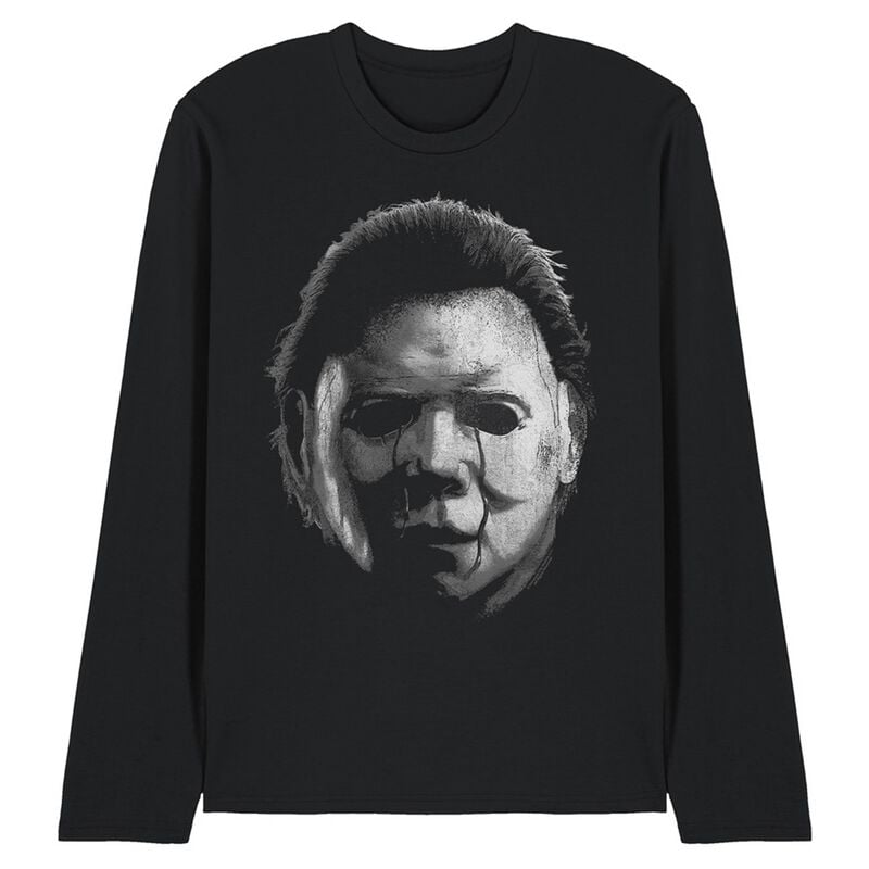 T-shirt manches longues  de Halloween - Michael Myers - Tête - M à XXL - pour Homme - noir - Halloween