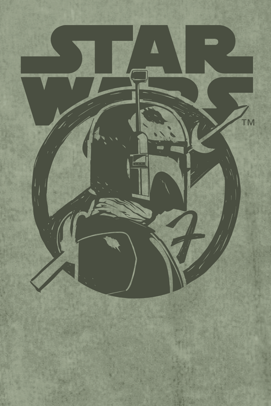 T-Shirt Manches courtes Disney de Star Wars - Boba Fett - Profile - Logo - M à XXL - pour Homme - kaki - Star Wars - View 2