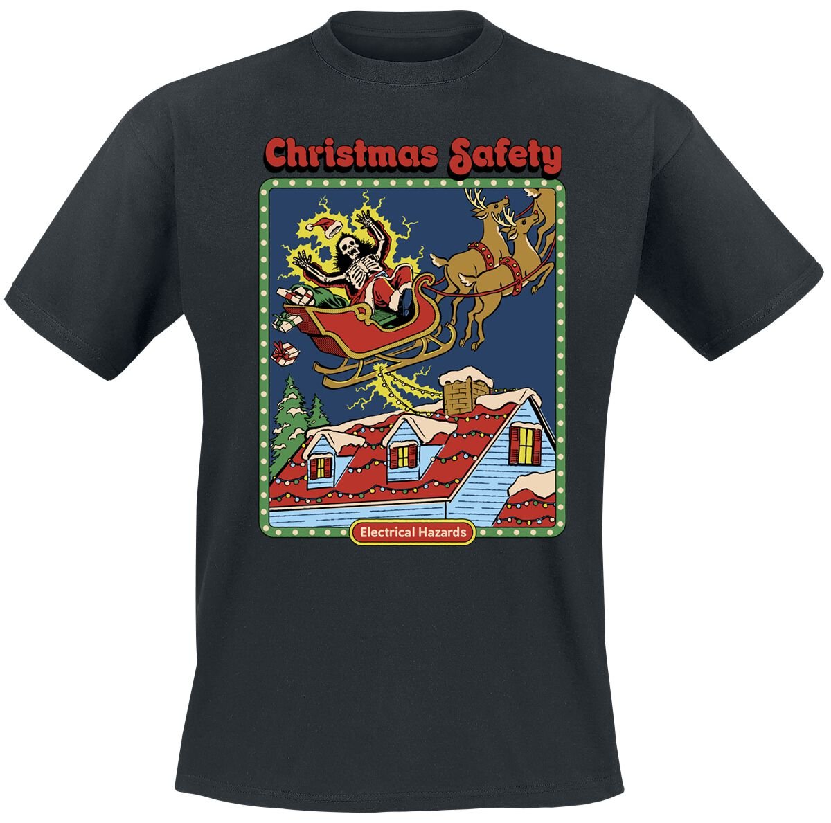 T-Shirt Manches courtes Fun de Steven Rhodes - Christmas Safety - M à 3XL - pour Homme - noir - Steven Rhodes
