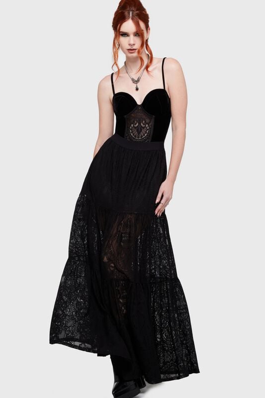 Robe longue Gothic de Killstar - Waltz of the Wicked - Kiss of Night - Jupe Longue - XS à 4XL - pour Femme - noir - Killstar