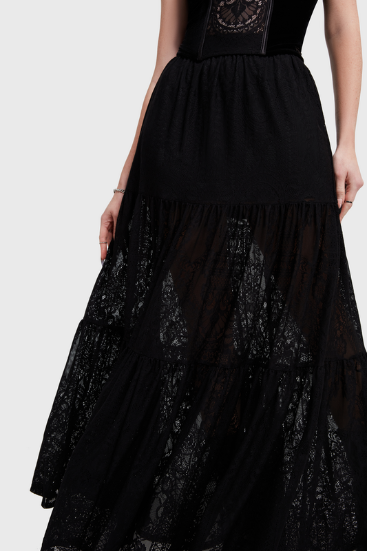 Robe longue Gothic de Killstar - Waltz of the Wicked - Kiss of Night - Jupe Longue - XS à 4XL - pour Femme - noir - Killstar - View 2