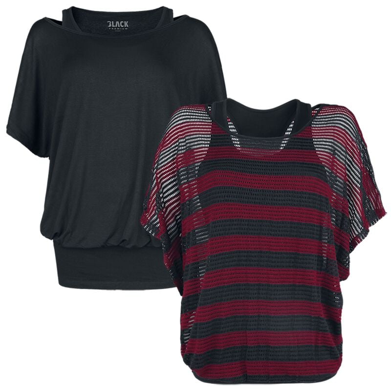 T-Shirt Manches courtes  de Black Premium by EMP - When the heart rules the mind - Hauts - Lot de 3 - S à 5XL - pour Femme - multicolore - Black Premium by EMP
