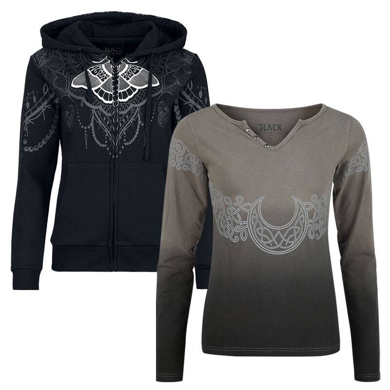 Sweat-shirt zippé à capuche  de Black Premium by EMP - Celtic fine lines - Veste à Capuche & Haut Manches Longues - Pack - S à M - pour Femme - multicolore - Black Premium by EMP