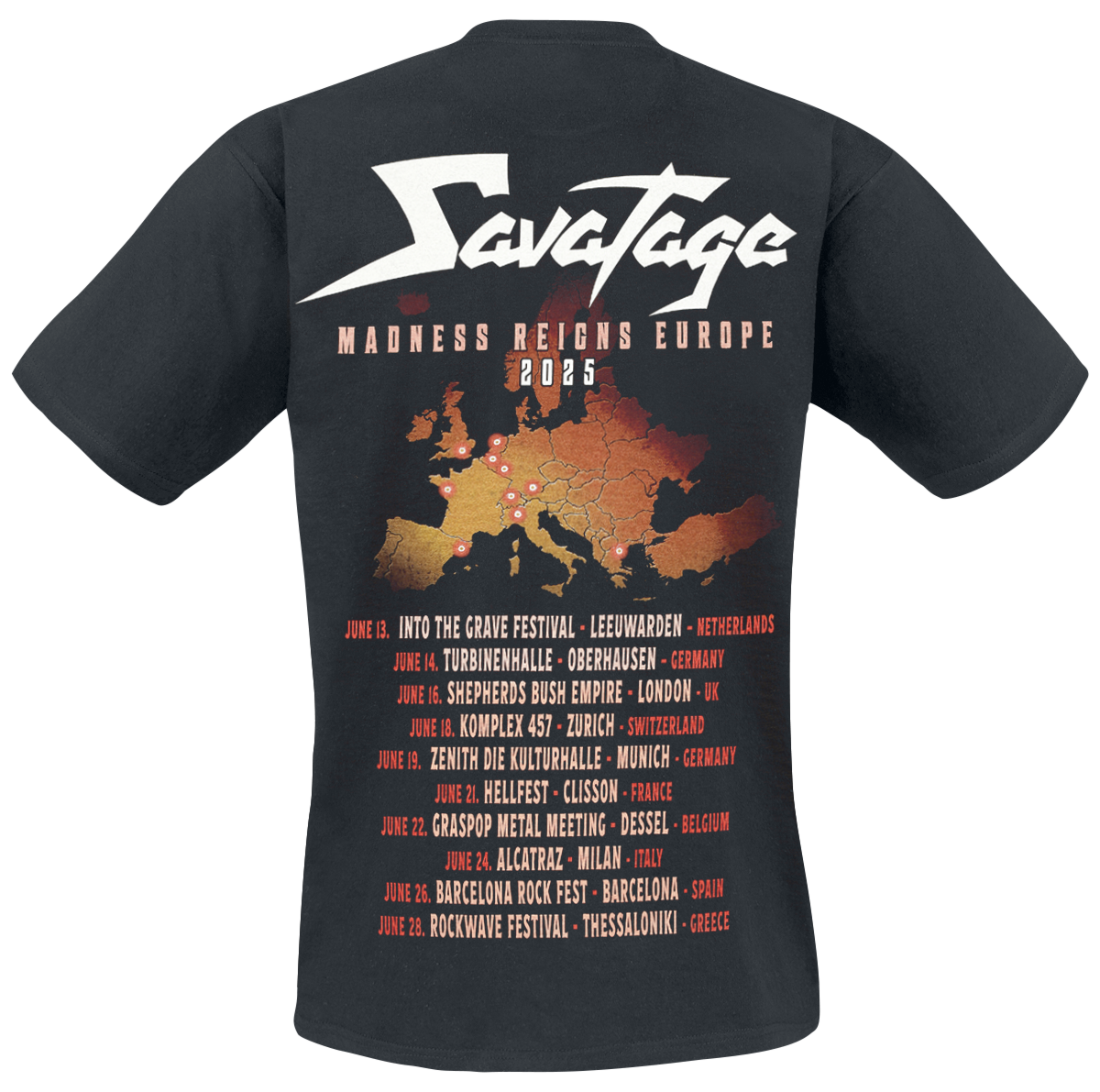T-Shirt Manches courtes  de Savatage - Woman - Tour 2025 - S à 4XL - pour Homme - noir - Savatage - View 2