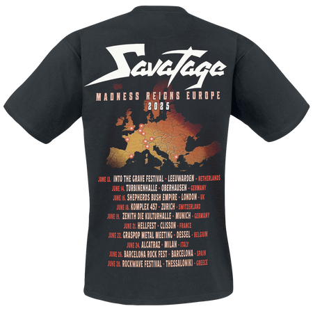 T-Shirt Manches courtes  de Savatage - Woman - Tour 2025 - S à 4XL - pour Homme - noir - Savatage - View 2