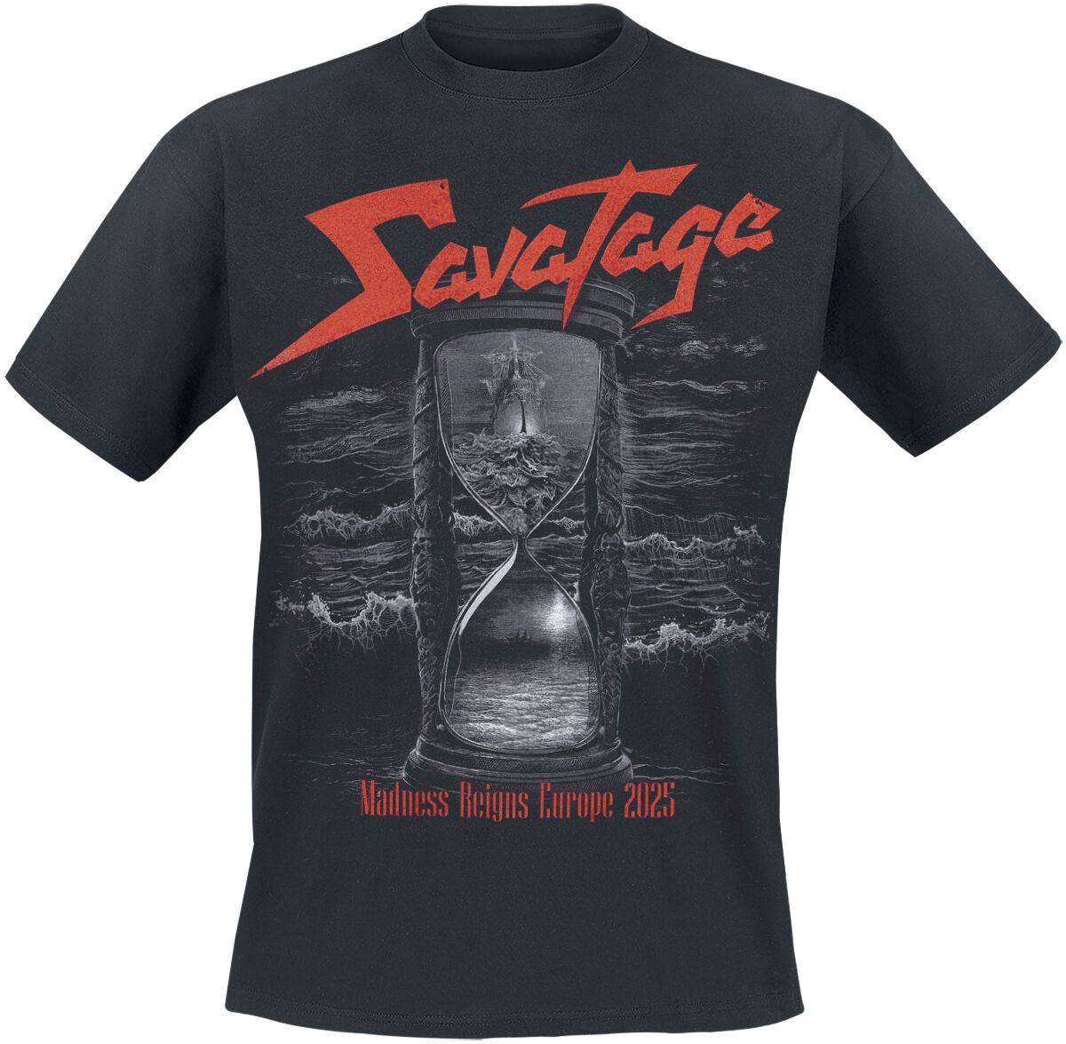 T-Shirt Manches courtes  de Savatage - Hourglass - Tour 2025 - S à 4XL - pour Homme - noir - Savatage