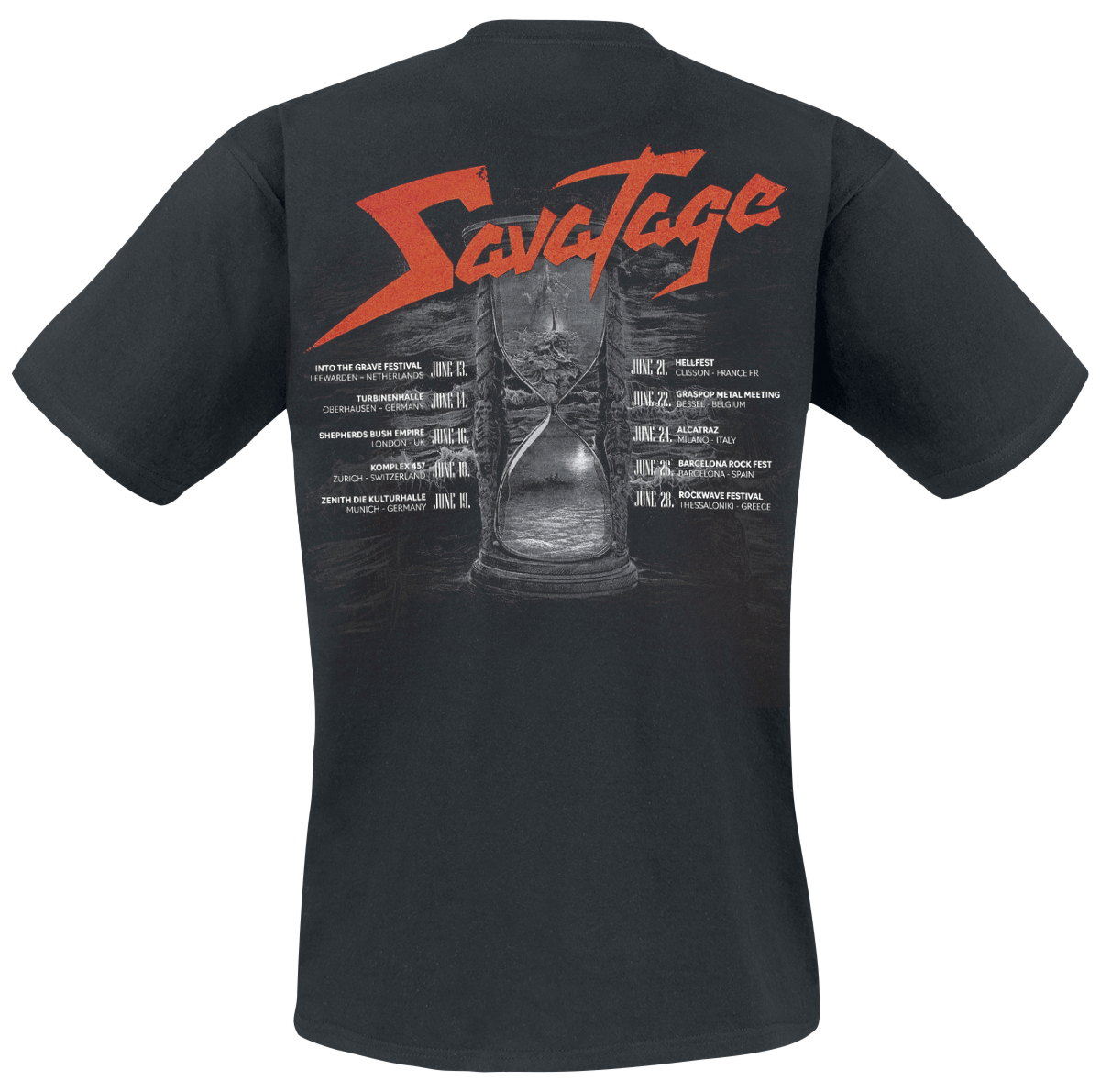 T-Shirt Manches courtes  de Savatage - Hourglass - Tour 2025 - S à 4XL - pour Homme - noir - Savatage - View 2