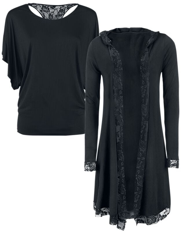 Gilets & Ponchos  de Gothicana by EMP - Gilet & Haut Dentelle - Pack - S à 5XL - pour Femme - noir - Gothicana by EMP