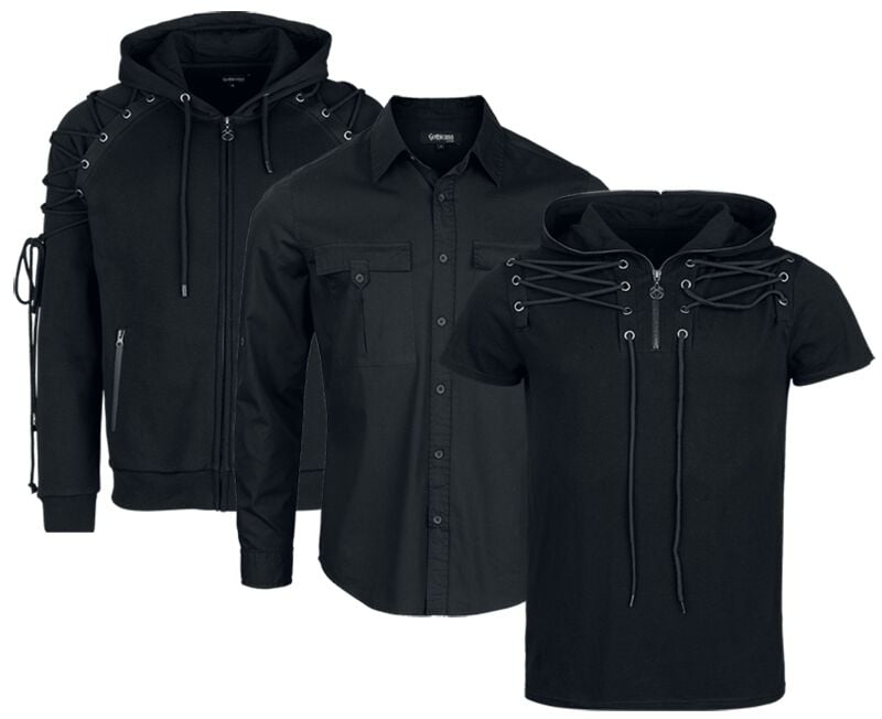 Sweat-shirt zippé à capuche Gothic de Gothicana by EMP - Bound to Darkness - Pack - L à XXL - pour Homme - noir - Gothicana by EMP