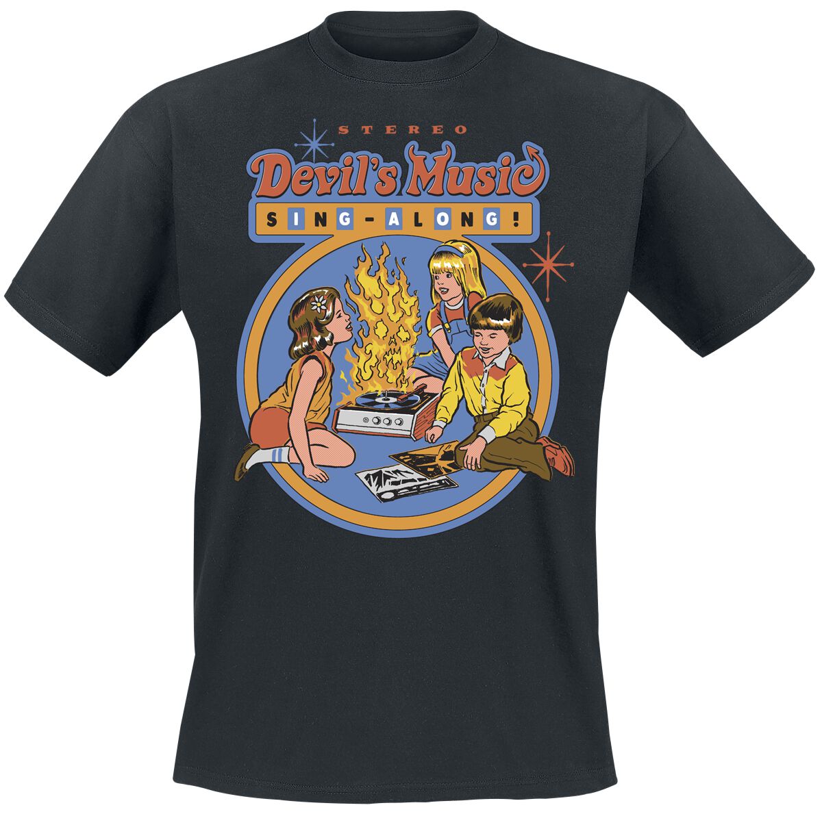T-Shirt Manches courtes Fun de Steven Rhodes - Devils Music Sing Along - M à 3XL - pour Homme - noir - Steven Rhodes