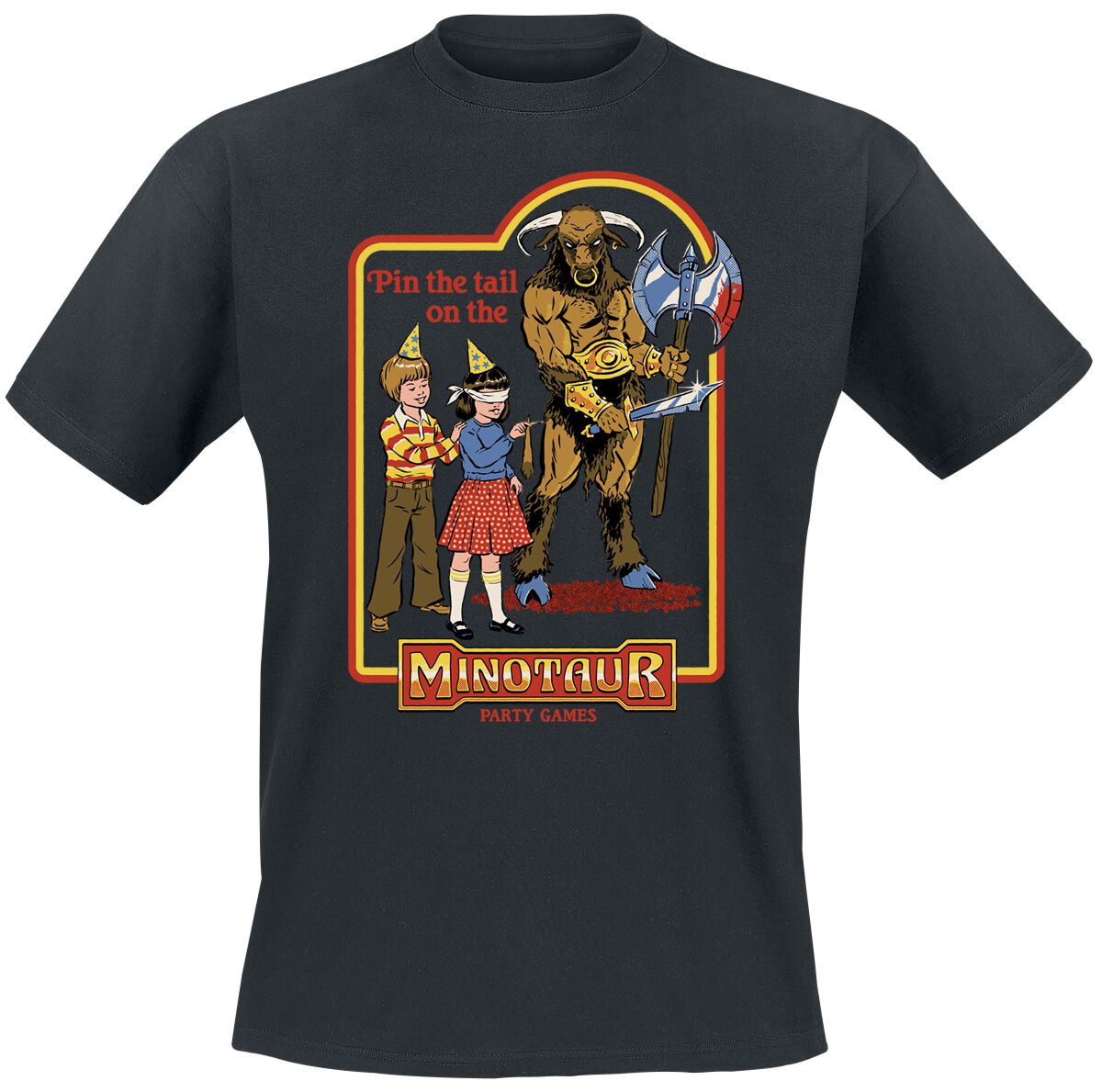 T-Shirt Manches courtes Fun de Steven Rhodes - Pin The Tail On The Minotaur - M à 3XL - pour Homme - noir - Steven Rhodes