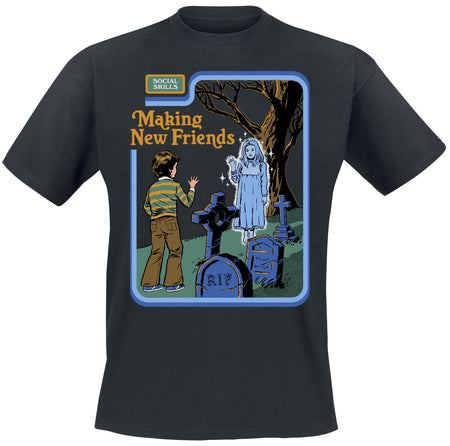 T-Shirt Manches courtes Fun de Steven Rhodes - Making New Friends - M à 3XL - pour Homme - noir - Steven Rhodes