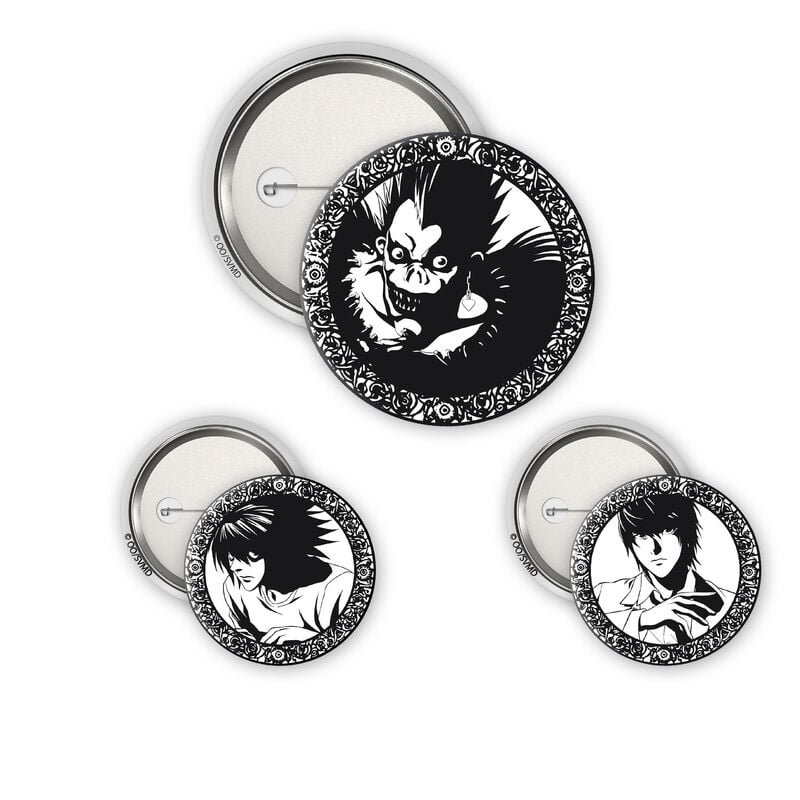 Lot de Badges  de Death Note - Light, L & Ryuk - pour Indifférent - multicolore - Death Note