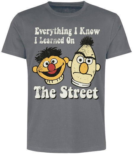 T-Shirt Manches courtes  de Sesame Street - Ernie und Bert - Everything I Know I Learned On The Street - S à 3XL - pour Homme - multicolore - Sesame Street