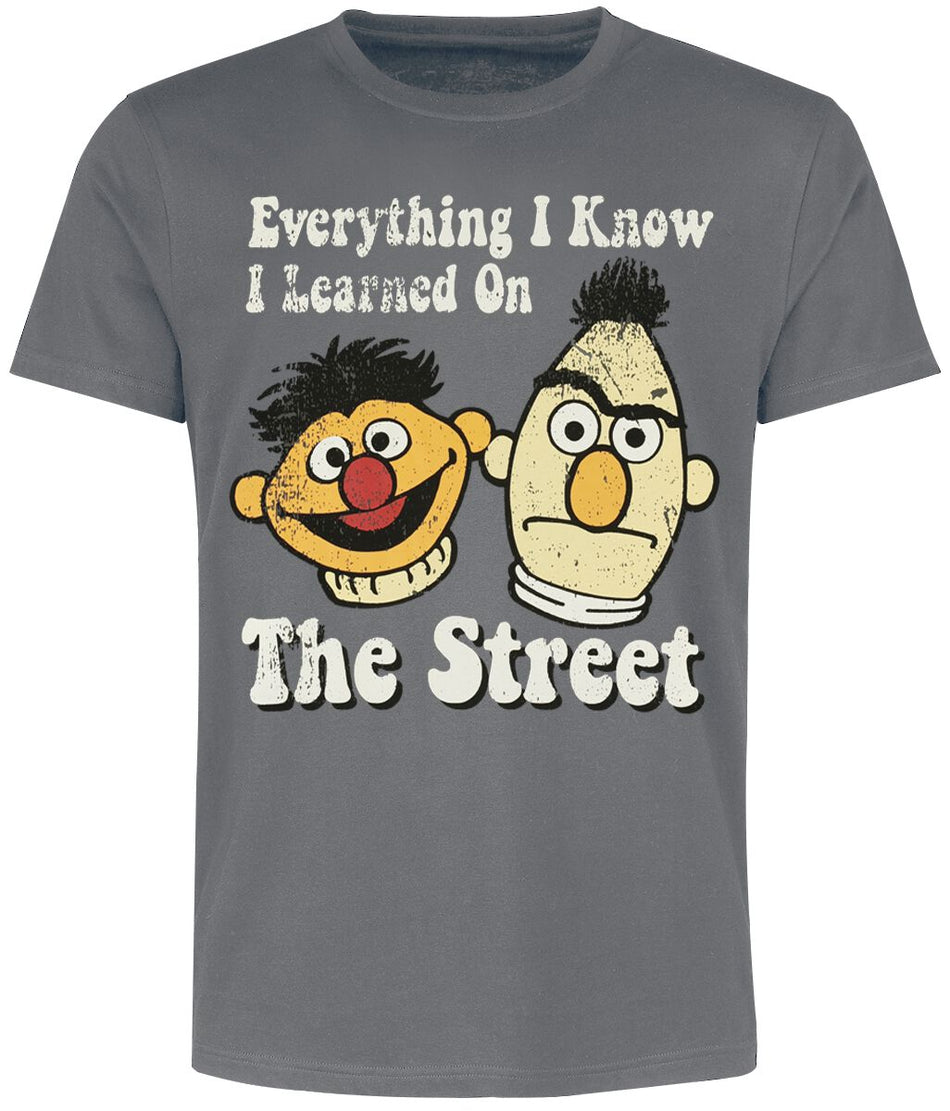 T-Shirt Manches courtes  de Sesame Street - Ernie und Bert - Everything I Know I Learned On The Street - S à 3XL - pour Homme - multicolore - Sesame Street
