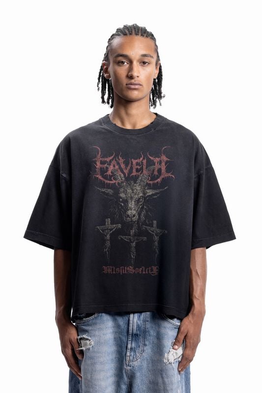 T-Shirt Oversize  de Favela - GOAT BLACK WASHED T-SHIRT - S à XXL - pour Homme - noir - Favela