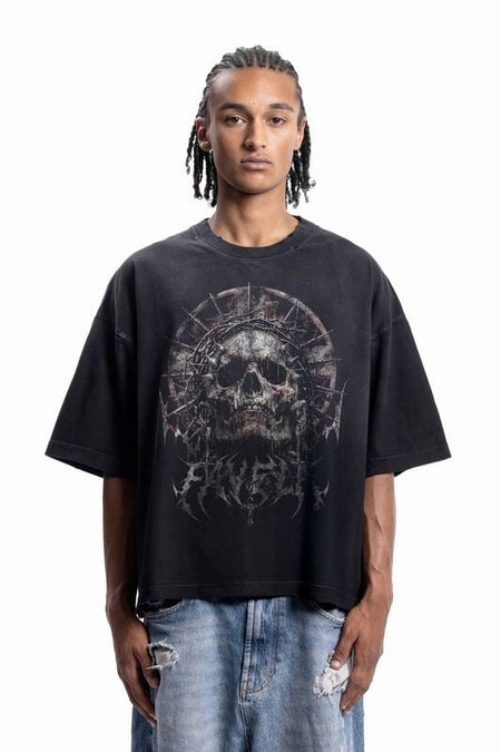 T-Shirt Oversize  de Favela - TRIBAL SKULL BLACK WASHED T-SHIRT - S à XXL - pour Homme - noir - Favela