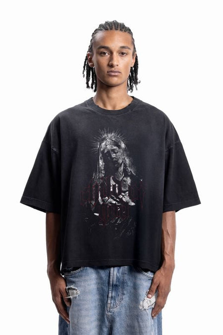 T-Shirt Oversize  de Favela - CHILD OF GOD DISTRESSED BLACK SUN DRIED T-SHIRT - S à XXL - pour Homme - noir - Favela