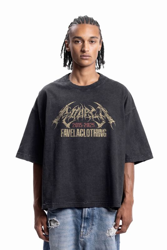 T-Shirt Oversize  de Favela - FAVELA WALL DISTRESSED BLACK WASHED T-SHIRT - S à XXL - pour Homme - noir - Favela