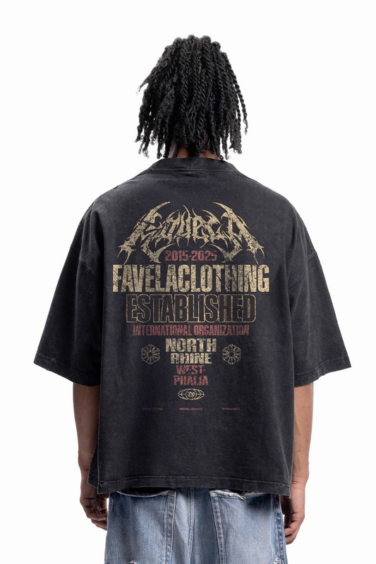 T-Shirt Oversize  de Favela - FAVELA WALL DISTRESSED BLACK WASHED T-SHIRT - S à XXL - pour Homme - noir - Favela - View 2